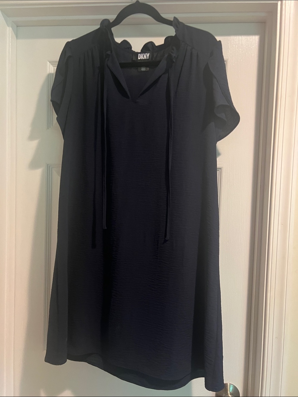 DKNY Navy Tie-Neck Short Sleeve Tunic